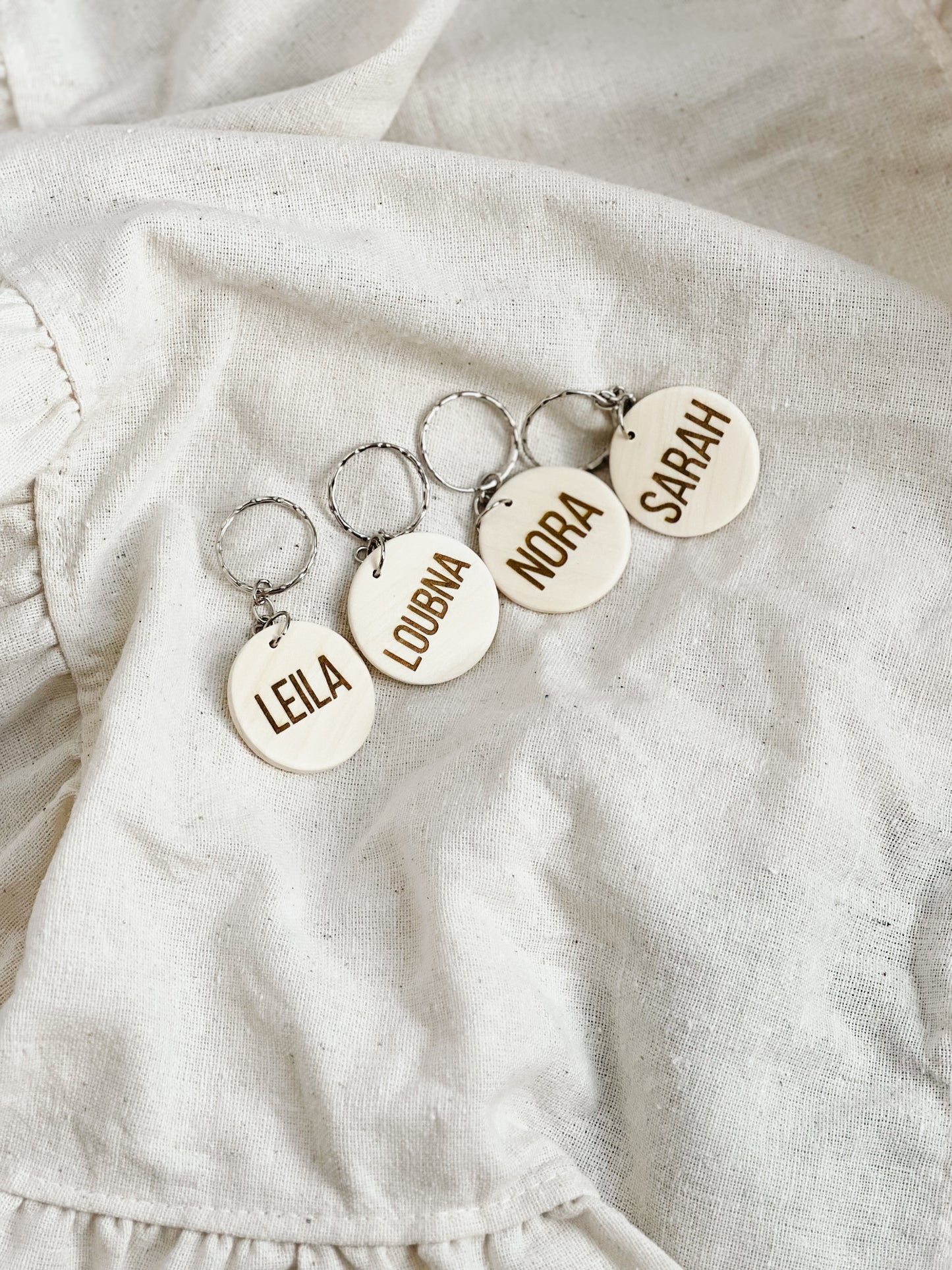 Ronde Gepersonaliseerde Houten Sleutelhanger